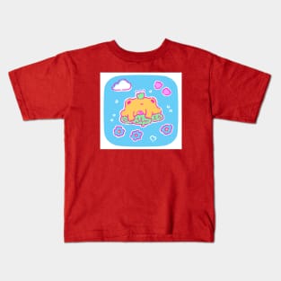 Yellow frog (blue background) Kids T-Shirt